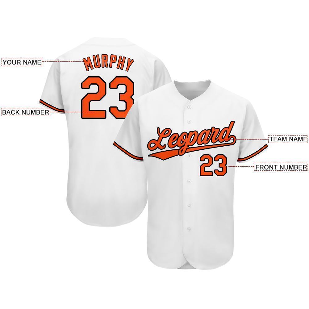 Custom White Orange-Black Baseball Jersey - Sky-Custom