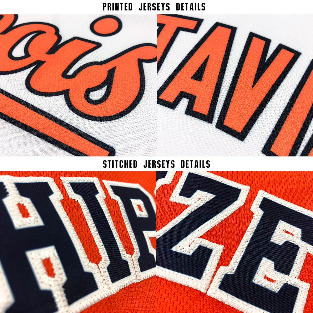 Custom White Orange-Black Baseball Jersey - Sky-Custom