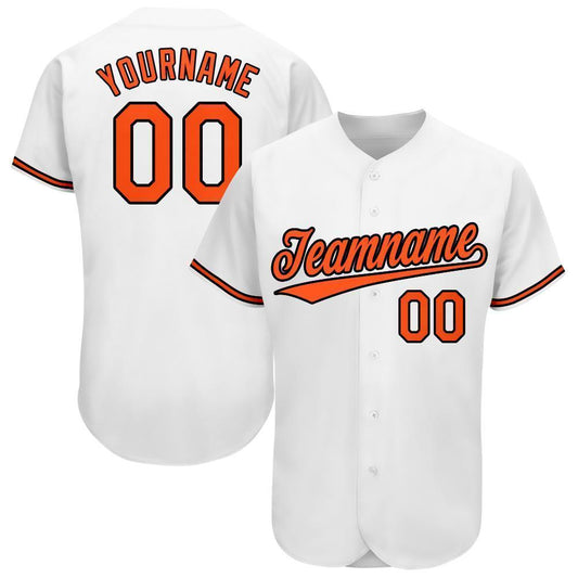 Custom White Orange-Black Baseball Jersey - Sky-Custom