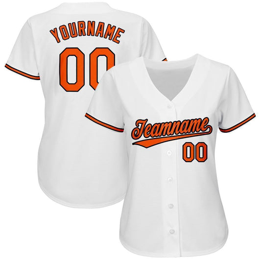 Custom White Orange-Black Baseball Jersey - Sky-Custom