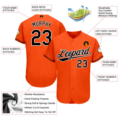 Custom Orange Black-White Baseball Jersey - Sky-Custom