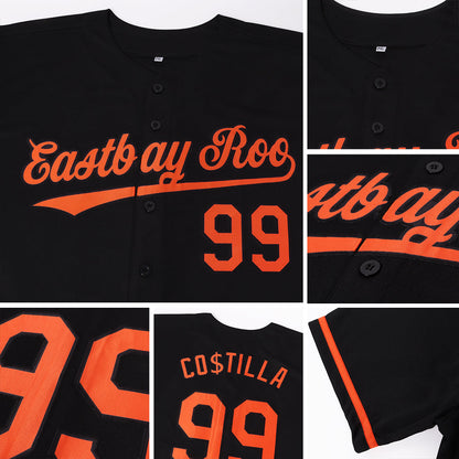 Custom Black Orange Baseball Jersey - Sky-Custom