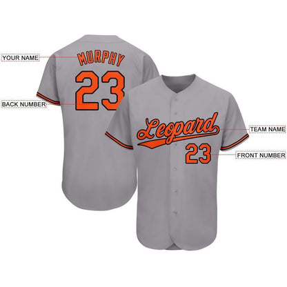 Custom Gray Orange-Black Baseball Jersey - Sky-Custom