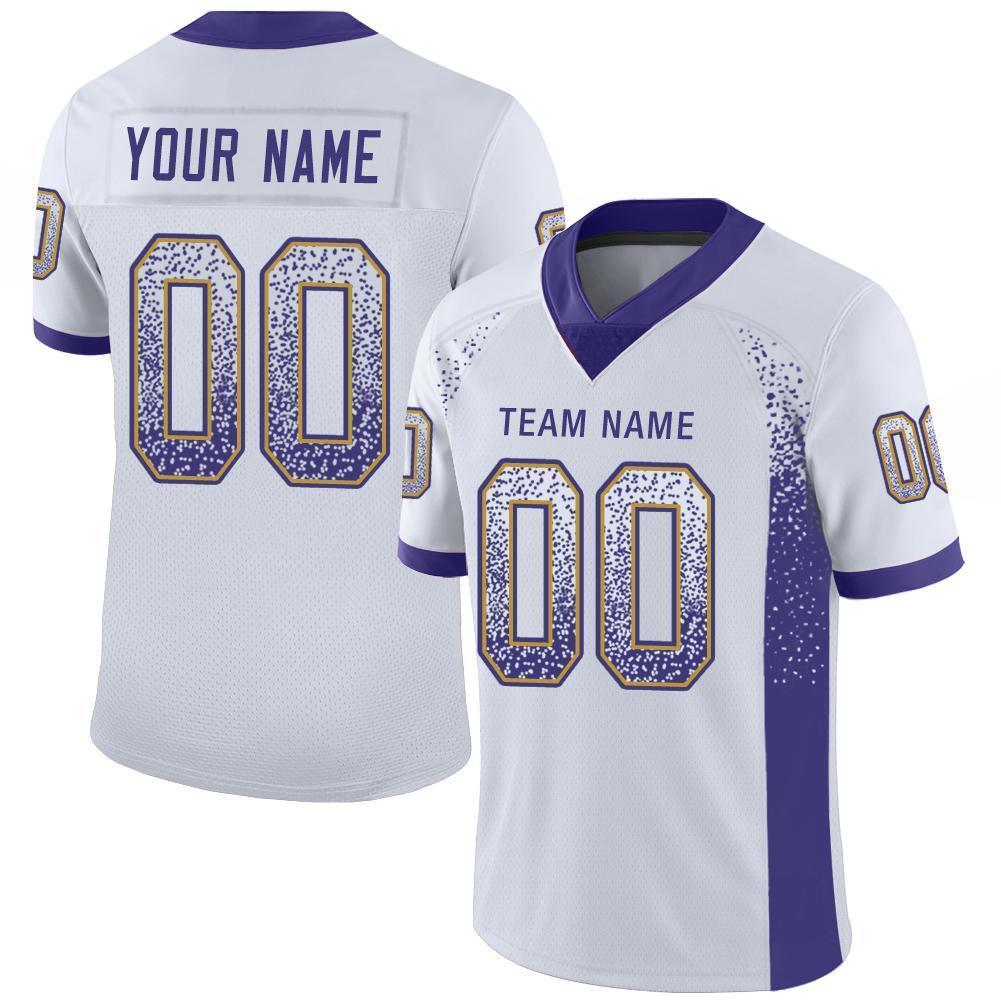 Custom White Purple-Old Gold Mesh Drift Fashion Football Jersey - Sky-Custom