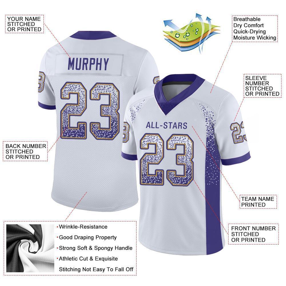 Custom White Purple-Old Gold Mesh Drift Fashion Football Jersey - Sky-Custom