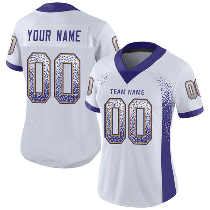 Custom White Purple-Old Gold Mesh Drift Fashion Football Jersey - Sky-Custom