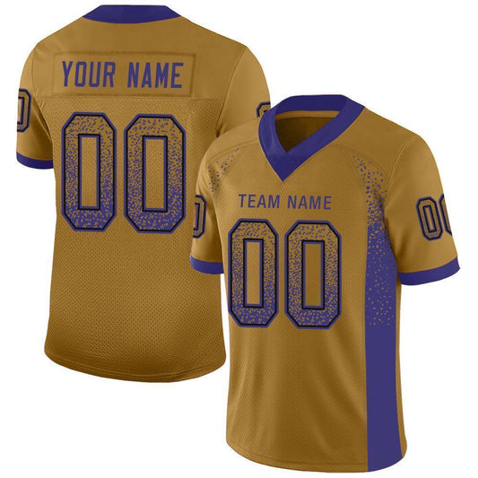 Custom Old Gold Purple-Black Mesh Drift Fashion Football Jersey - Sky-Custom
