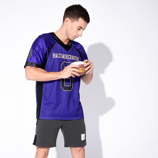 Custom Purple Black-Old Gold Mesh Drift Fashion Football Jersey - Sky-Custom