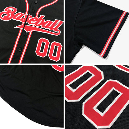 Custom Black Pink-White Authentic Baseball Jersey - Sky-Custom