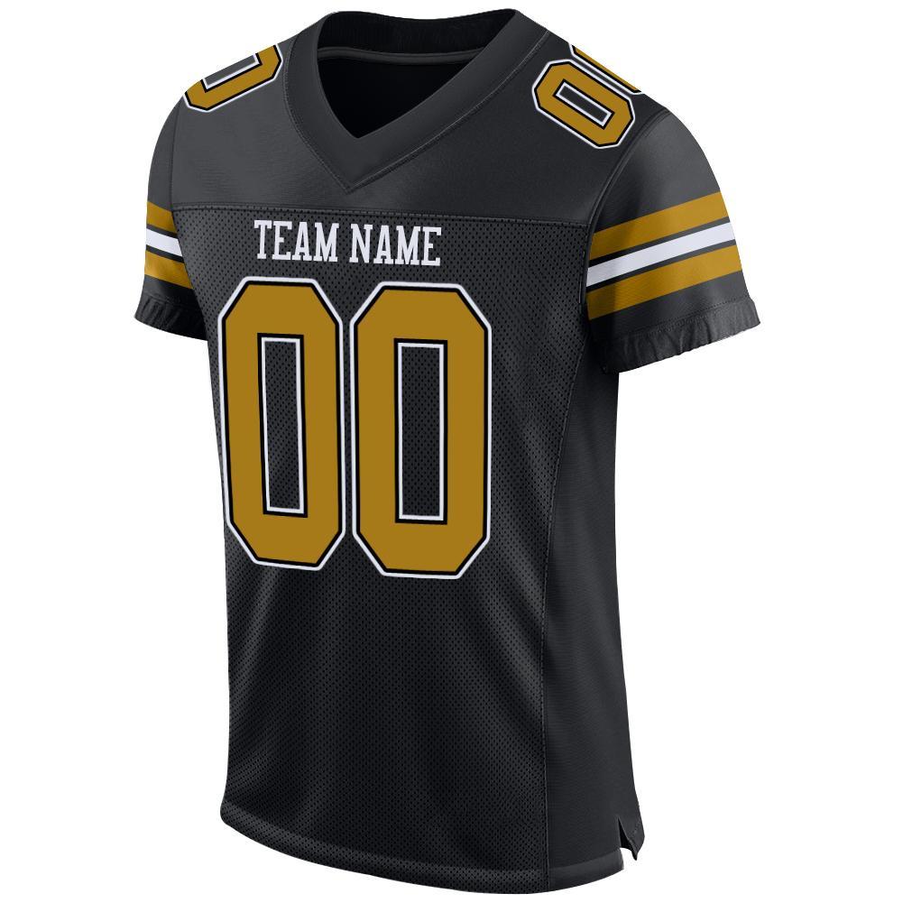Custom Black Old Gold-White Mesh Authentic Football Jersey - Sky-Custom