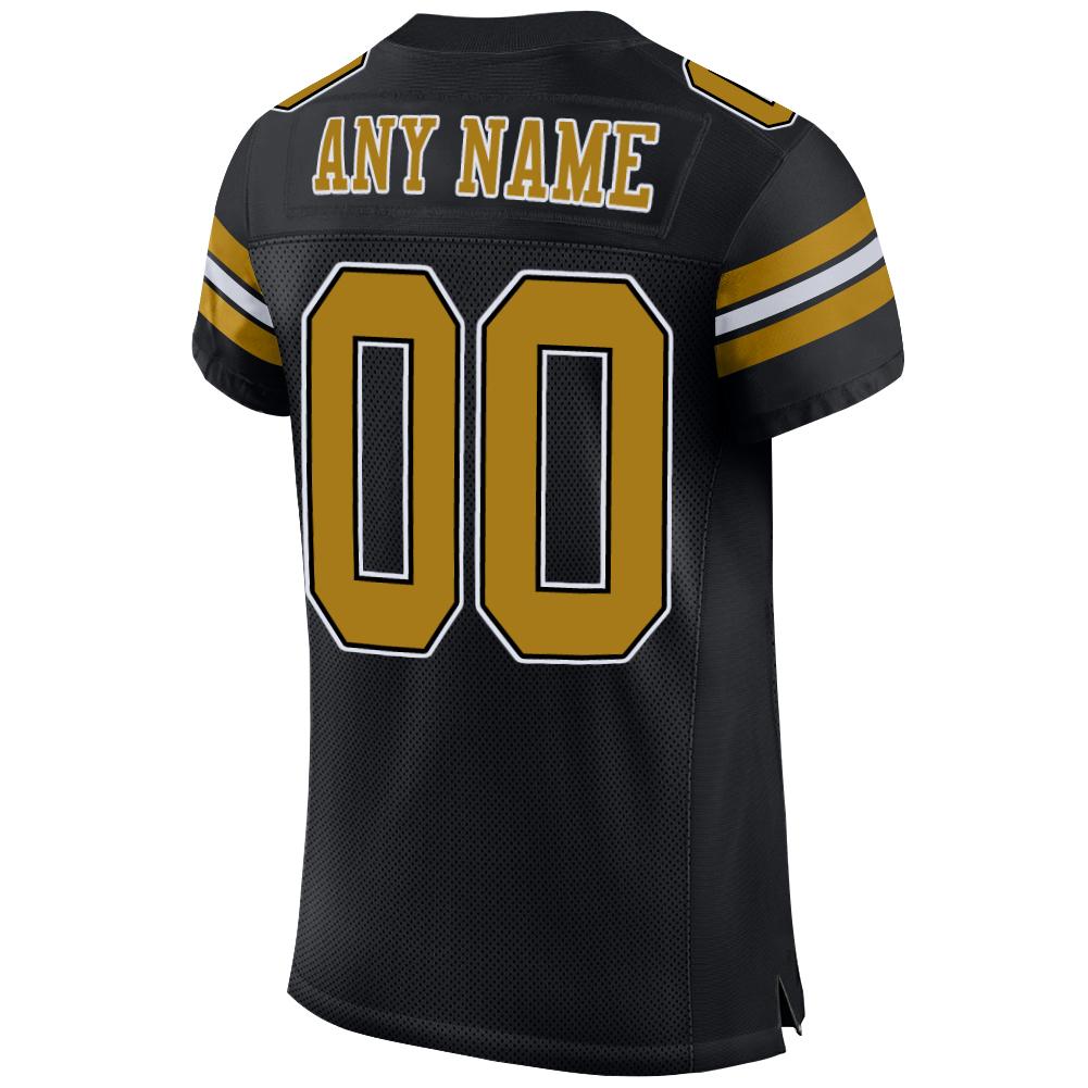 Custom Black Old Gold-White Mesh Authentic Football Jersey - Sky-Custom