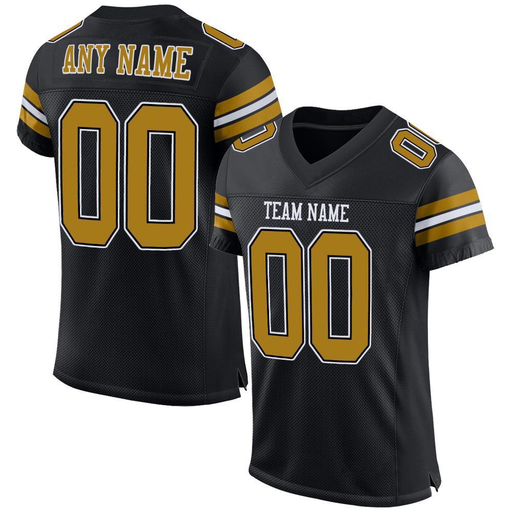 Custom Black Old Gold-White Mesh Authentic Football Jersey - Sky-Custom