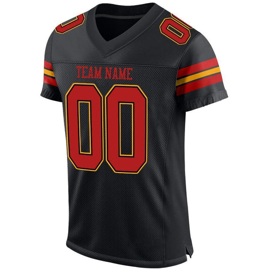 Custom Black Scarlet-Gold Mesh Authentic Football Jersey - Sky-Custom