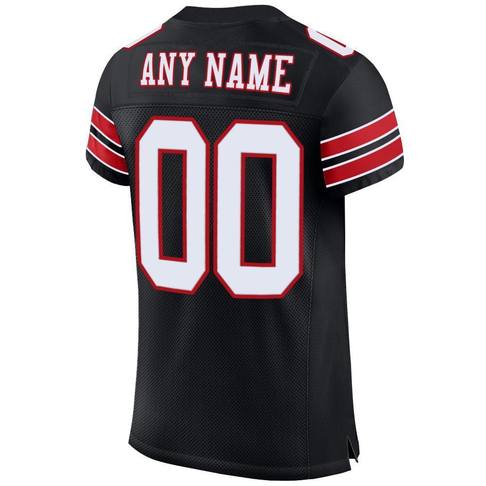 Custom Black White-Red Mesh Authentic Football Jersey - Sky-Custom