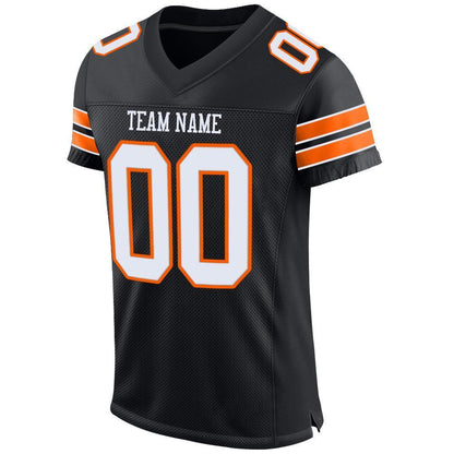 Custom Black White-Orange Mesh Authentic Football Jersey - Sky-Custom
