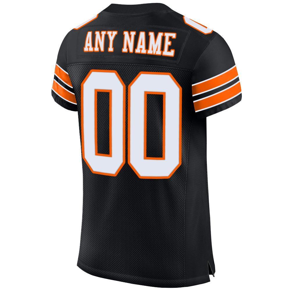 Custom Black White-Orange Mesh Authentic Football Jersey - Sky-Custom