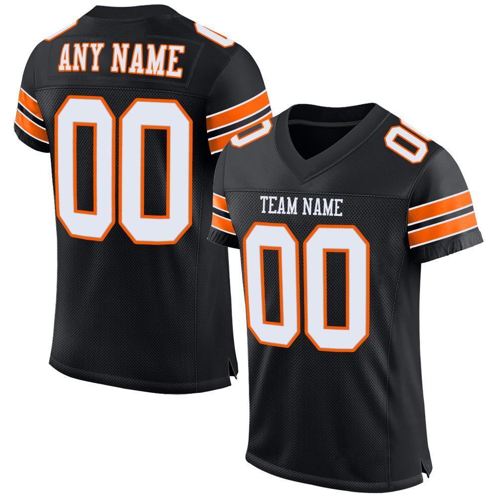 Custom Black White-Orange Mesh Authentic Football Jersey - Sky-Custom