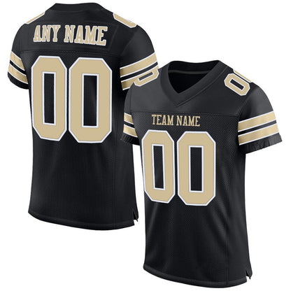 Custom Black Vegas Gold-White Mesh Authentic Football Jersey - Sky-Custom