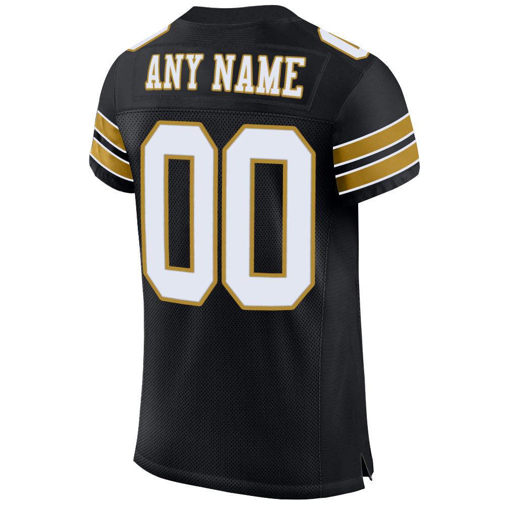 Custom Black White-Old Gold Mesh Authentic Football Jersey - Sky-Custom