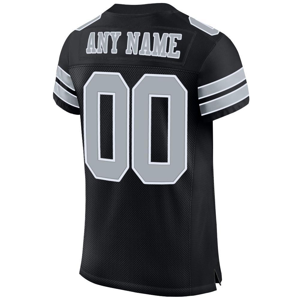 Custom Black Silver-White Mesh Authentic Football Jersey - Sky-Custom