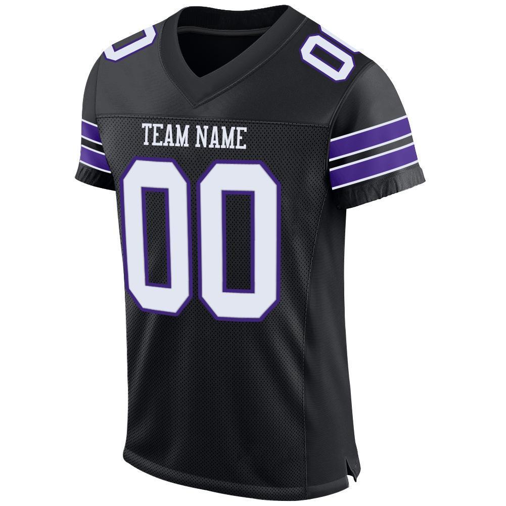 Custom Black White-Purple Mesh Authentic Football Jersey - Sky-Custom