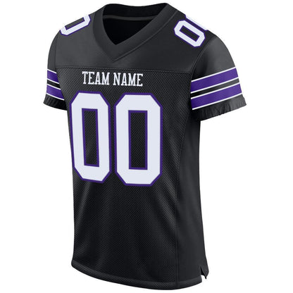Custom Black White-Purple Mesh Authentic Football Jersey - Sky-Custom