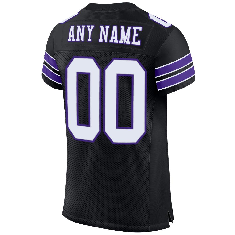 Custom Black White-Purple Mesh Authentic Football Jersey - Sky-Custom