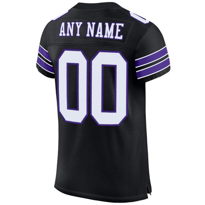 Custom Black White-Purple Mesh Authentic Football Jersey - Sky-Custom