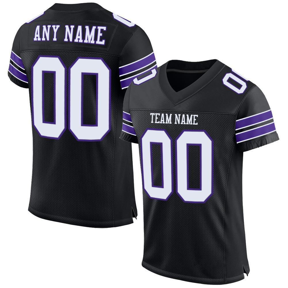 Custom Black White-Purple Mesh Authentic Football Jersey - Sky-Custom
