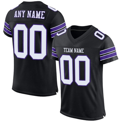Custom Black White-Purple Mesh Authentic Football Jersey - Sky-Custom