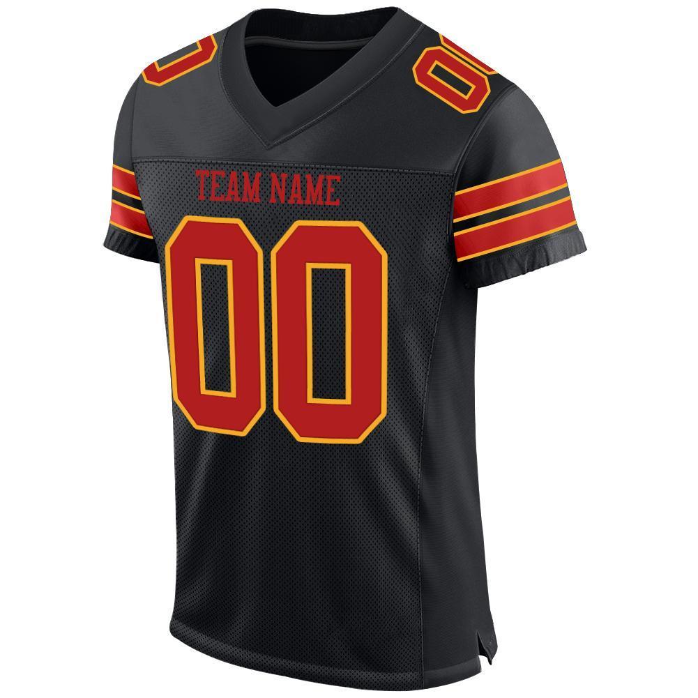 Custom Black Scarlet-Gold Mesh Authentic Football Jersey - Sky-Custom