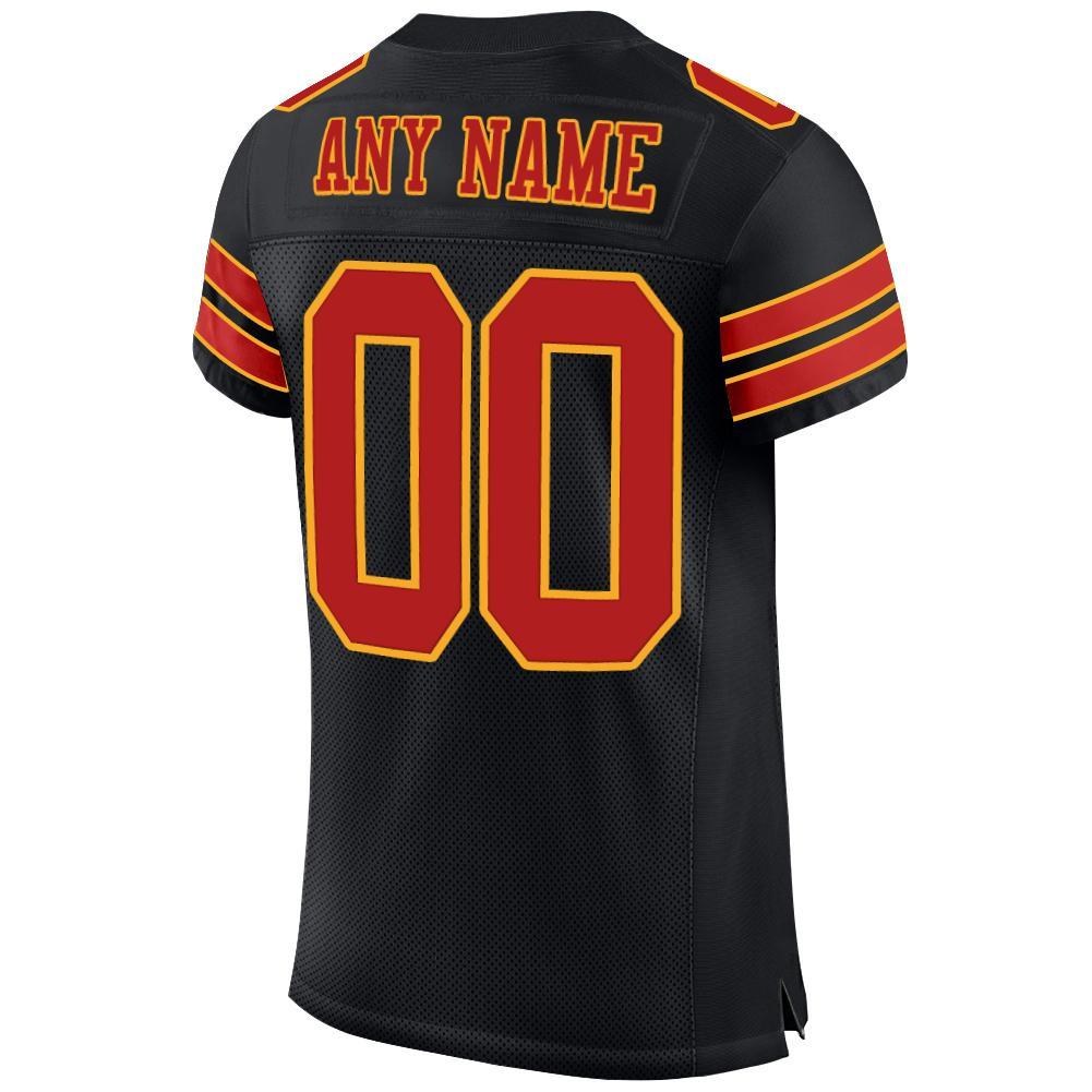 Custom Black Scarlet-Gold Mesh Authentic Football Jersey - Sky-Custom