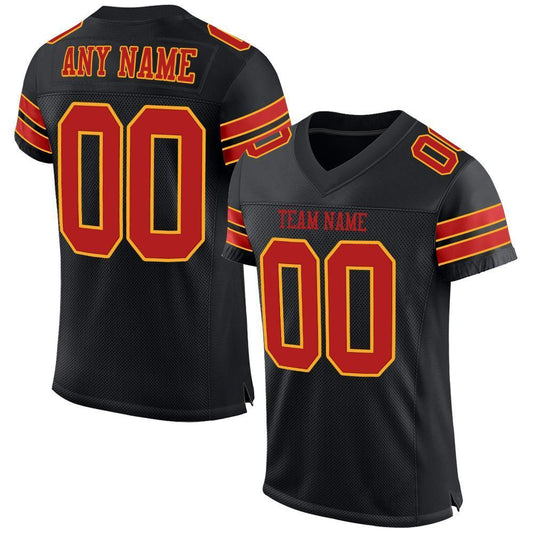 Custom Black Scarlet-Gold Mesh Authentic Football Jersey - Sky-Custom