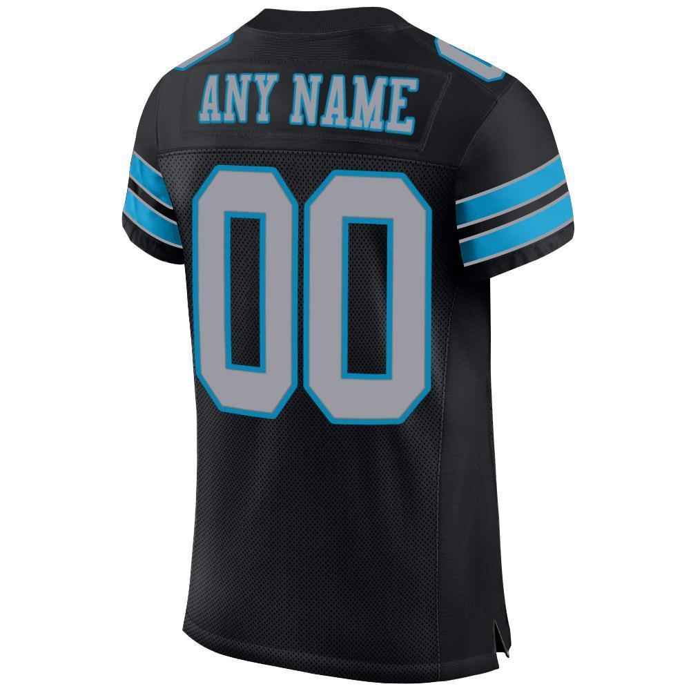 Custom Black Light Gray-Panther Blue Mesh Authentic Football Jersey - Sky-Custom