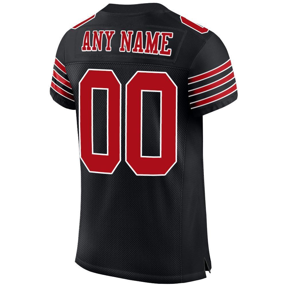 Custom Black Red-White Mesh Authentic Football Jersey - Sky-Custom