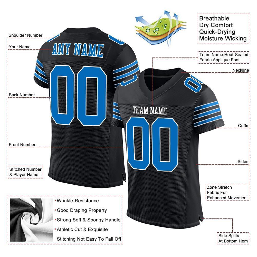 Custom Black Panther Blue-White Mesh Authentic Football Jersey - Sky-Custom