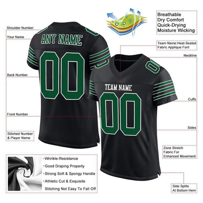 Custom Black Grass Green-White Mesh Authentic Football Jersey - Sky-Custom