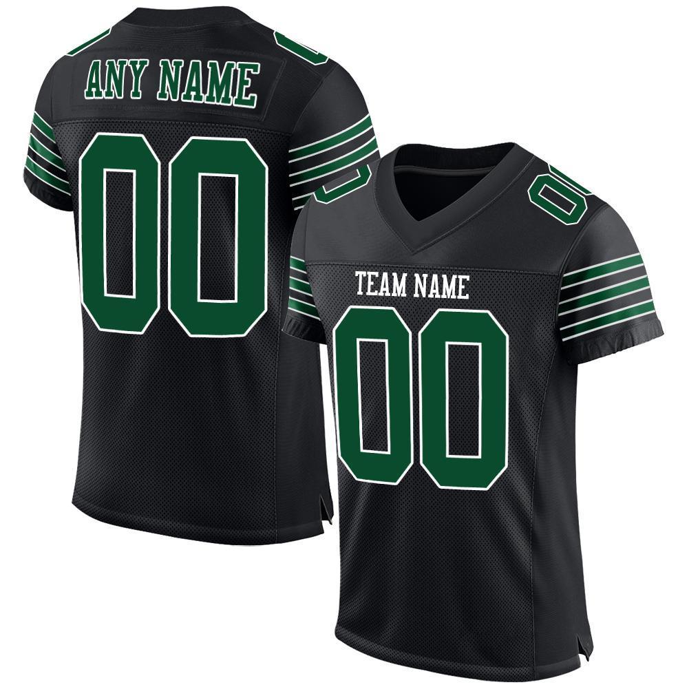 Custom Black Grass Green-White Mesh Authentic Football Jersey - Sky-Custom
