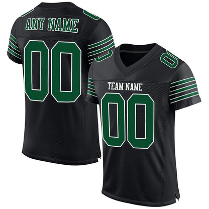 Custom Black Grass Green-White Mesh Authentic Football Jersey - Sky-Custom