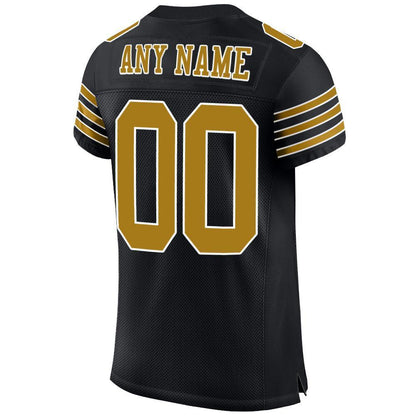 Custom Black Old Gold-White Mesh Authentic Football Jersey - Sky-Custom