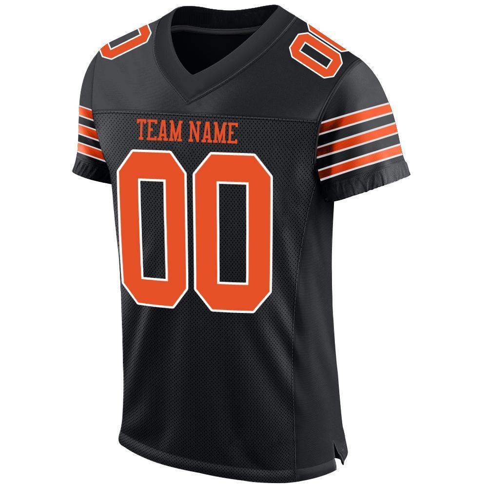 Custom Black Orange-White Mesh Authentic Football Jersey - Sky-Custom
