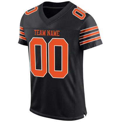 Custom Black Orange-White Mesh Authentic Football Jersey - Sky-Custom