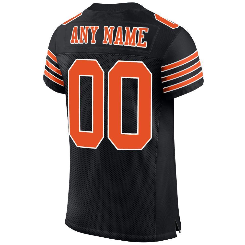 Custom Black Orange-White Mesh Authentic Football Jersey - Sky-Custom