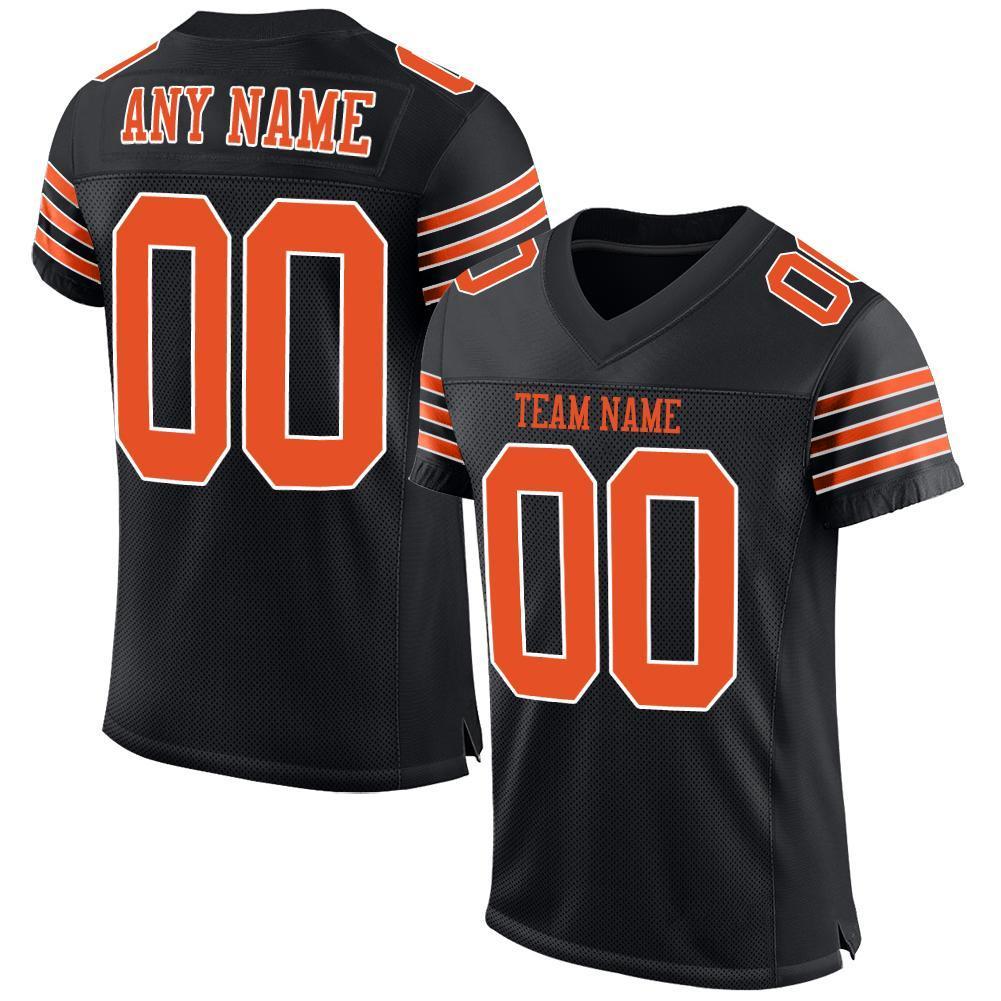 Custom Black Orange-White Mesh Authentic Football Jersey - Sky-Custom