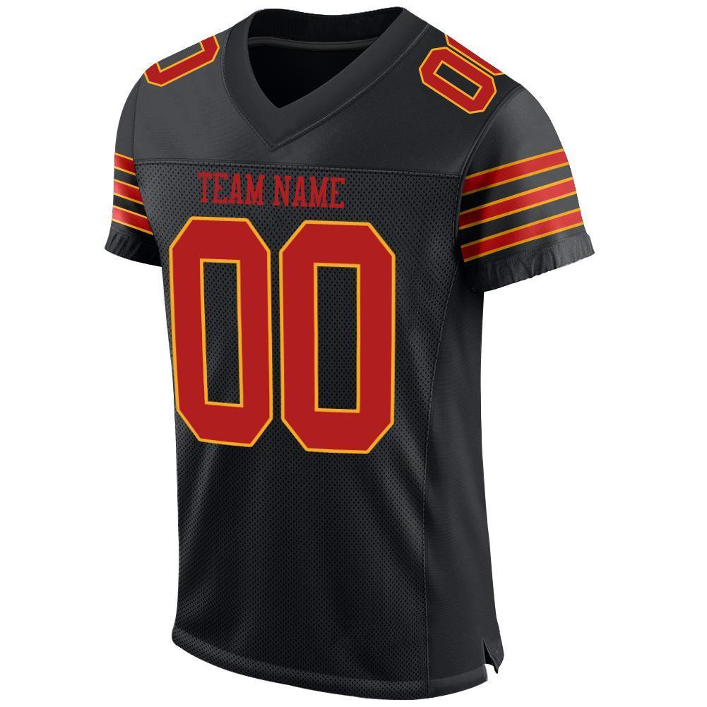 Custom Black Scarlet-Gold Mesh Authentic Football Jersey - Sky-Custom