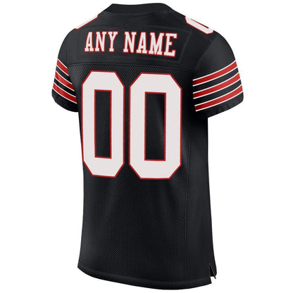 Custom Black White-Scarlet Mesh Authentic Football Jersey - Sky-Custom