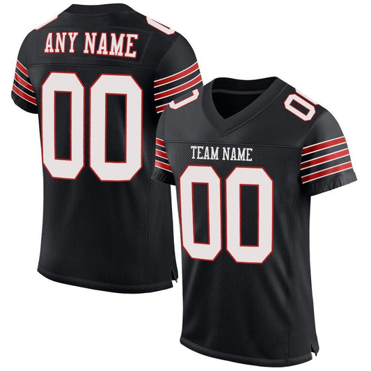 Custom Black White-Scarlet Mesh Authentic Football Jersey - Sky-Custom