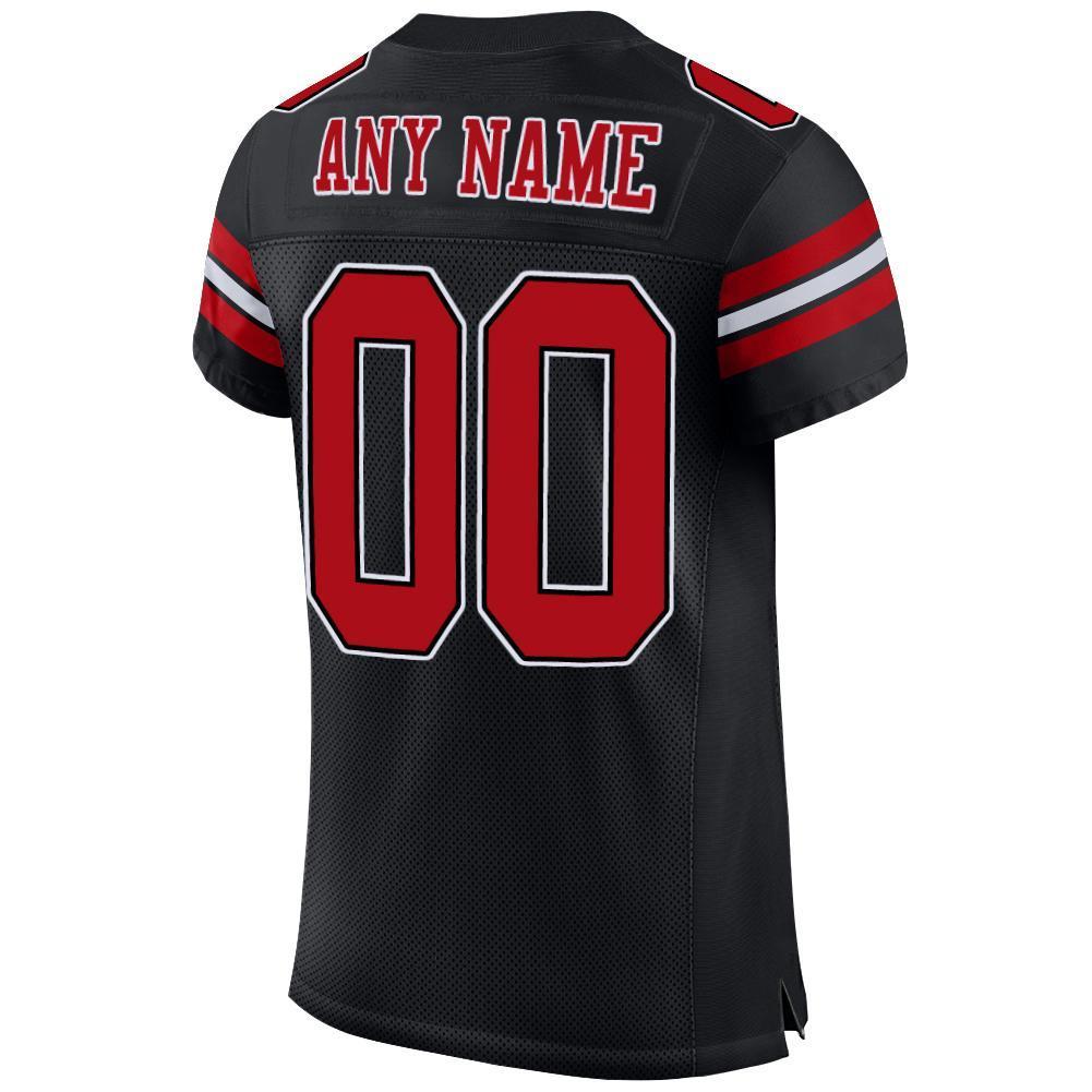 Custom Black Red-White Mesh Authentic Football Jersey - Sky-Custom