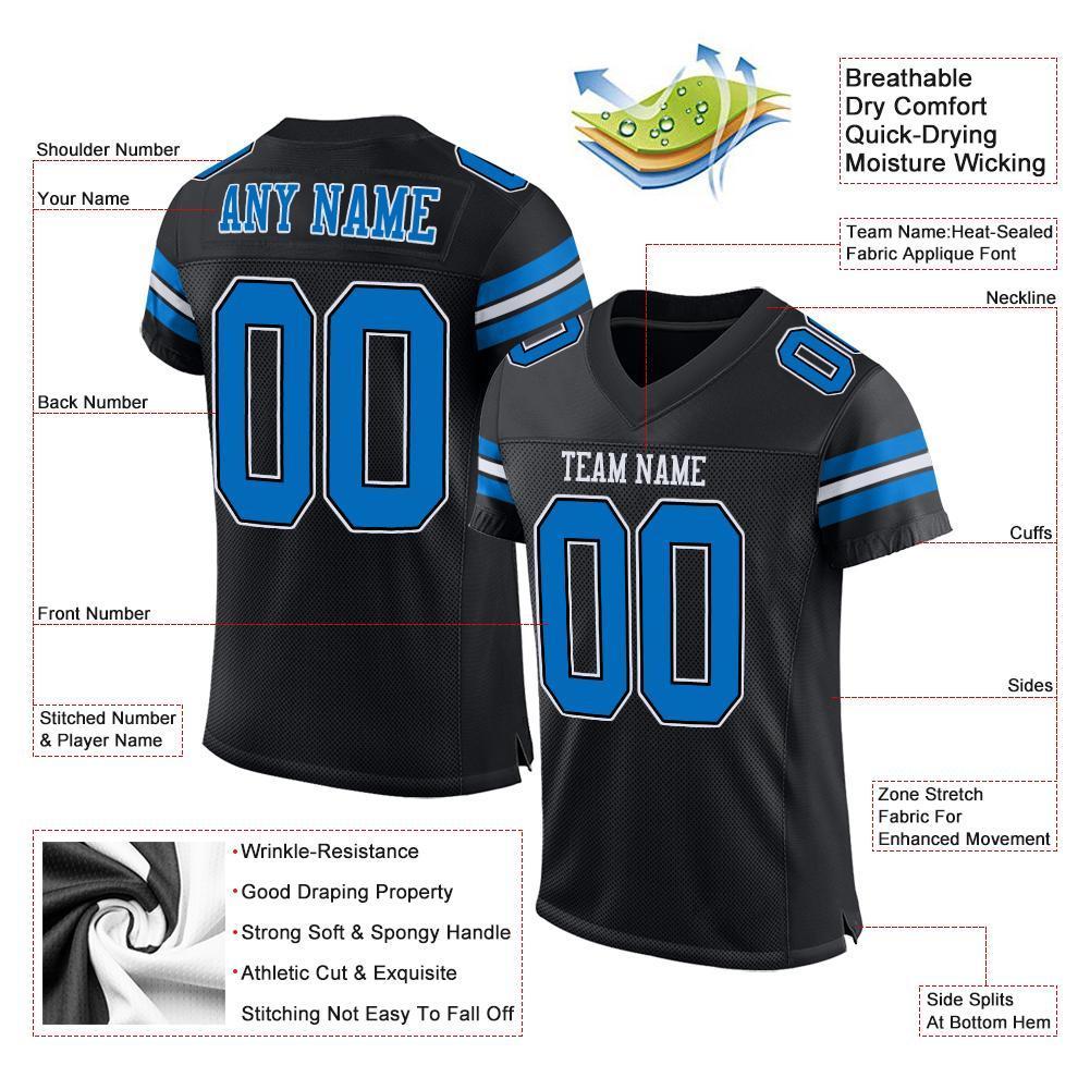 Custom Black Panther Blue-White Mesh Authentic Football Jersey - Sky-Custom