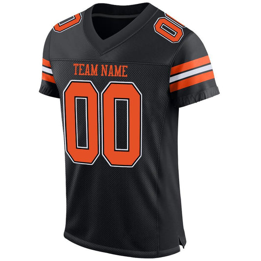 Custom Black Orange-White Mesh Authentic Football Jersey - Sky-Custom